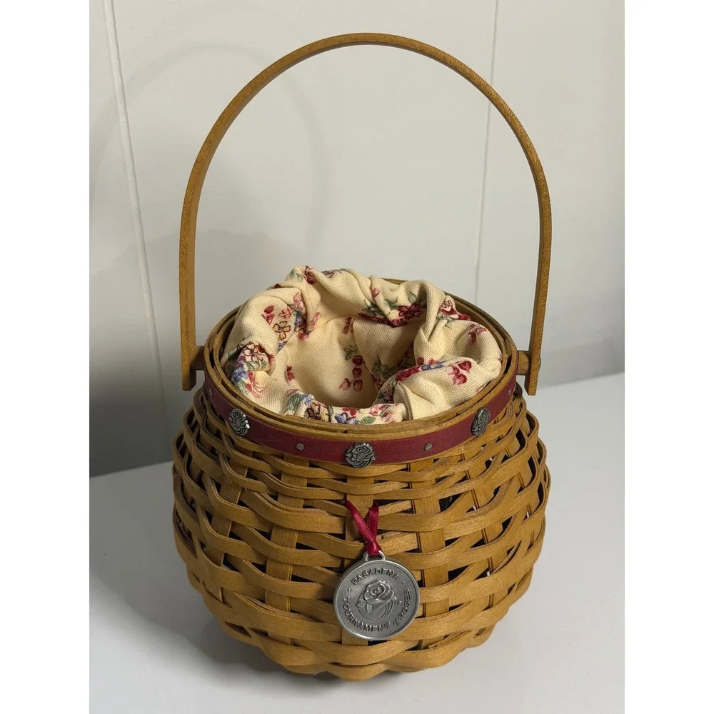 Longaberger Pasadena Tournament of Roses Sweetheart Basket Brown Floral 2004